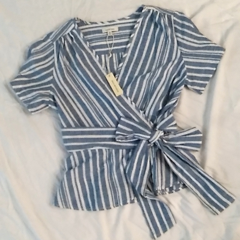 Max studio striped chambray top